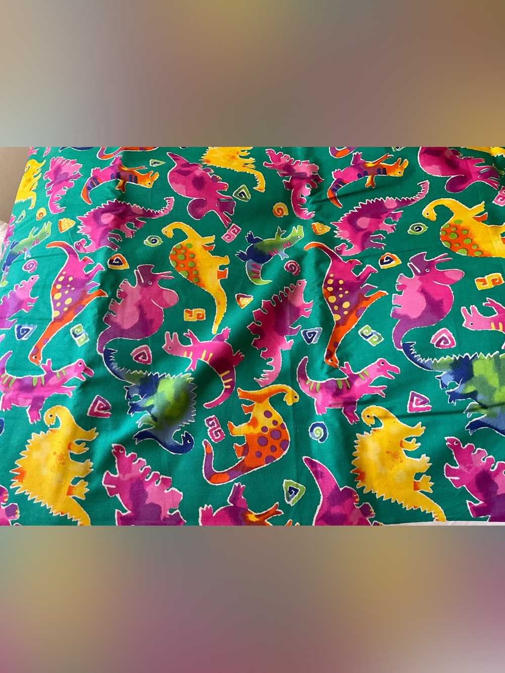 Sewing Quilting Material Hoffman Rainbow Rascals Dinosaurs Green Purple 3 3/4 Yd